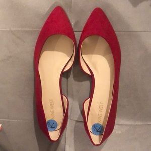 Red suede flats